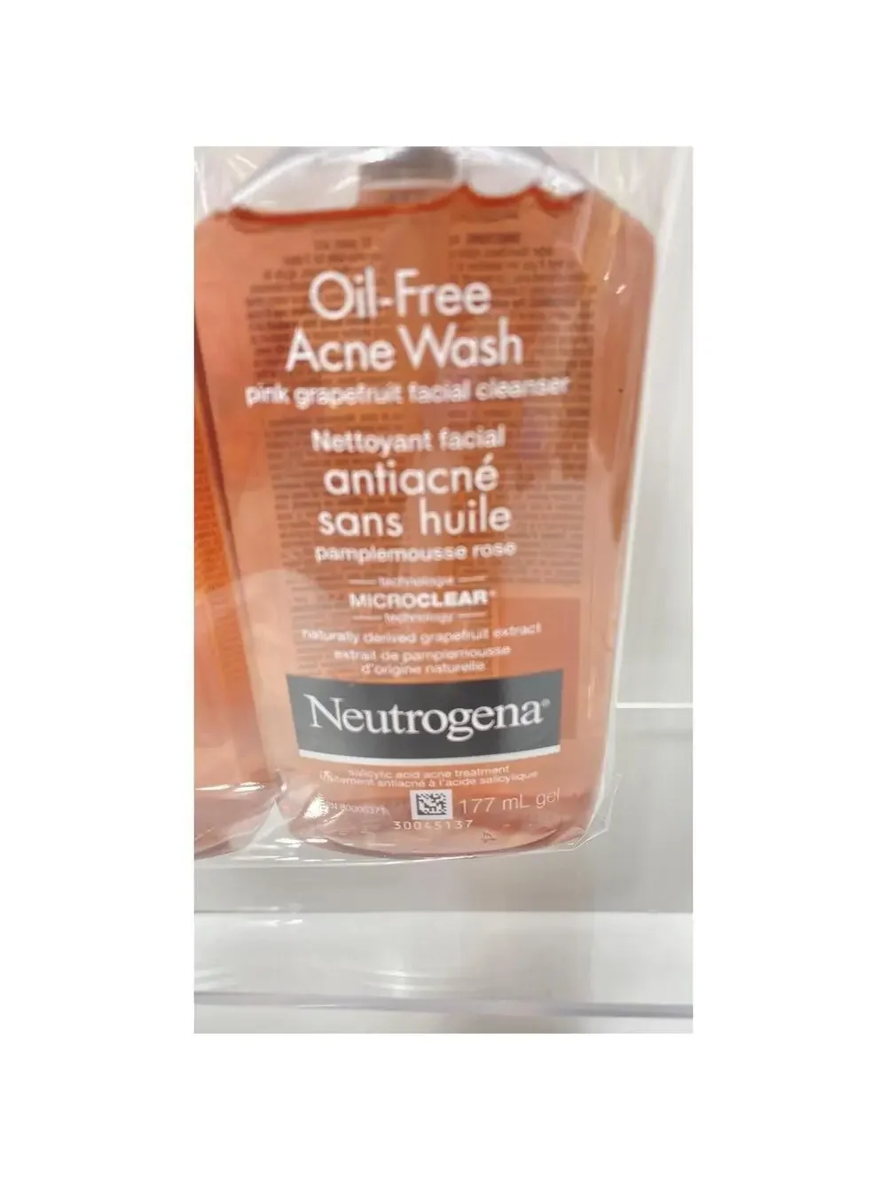 Neutrogena Oil Free Acne Wash Pink Grapefruit 2 Bottles Face Cleanser New